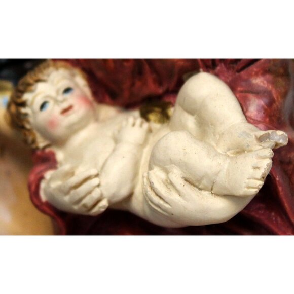 Nativity Mary Joseph Jesus Holy Family Scene Taper Candle Holder Sculpture Stone - Picture 4 of 12
